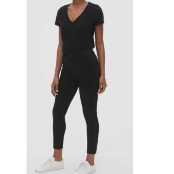 GAP High Rise True Skinny Black Stretch Jeans RAW HEM Size 26/2 #495924 RT$80 - Picture 1 of 5